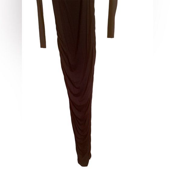 Good American Womens Maxi Dress Size 2 Ruched Square Neck Long Sleeve Black NWT - Picture 4 of 9
